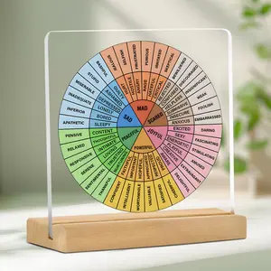 Acrylic Desktop Plaque, 1 Count Emotional Wheel Design Desktop Ornament, Decorative Plaque for Home Office School Wooden Decor