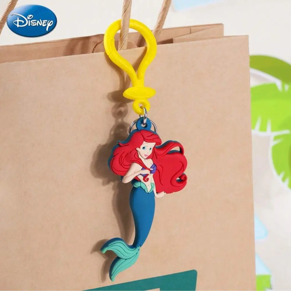 1PC Disney Officially Licensed Mermaid Ariel Princess Keychain Keyring Cute Cartoon Personality Backpack Decoration PVC Bag Clip Decoration Bag Hangings Key Chain Souvenir Gift Cute Keychains