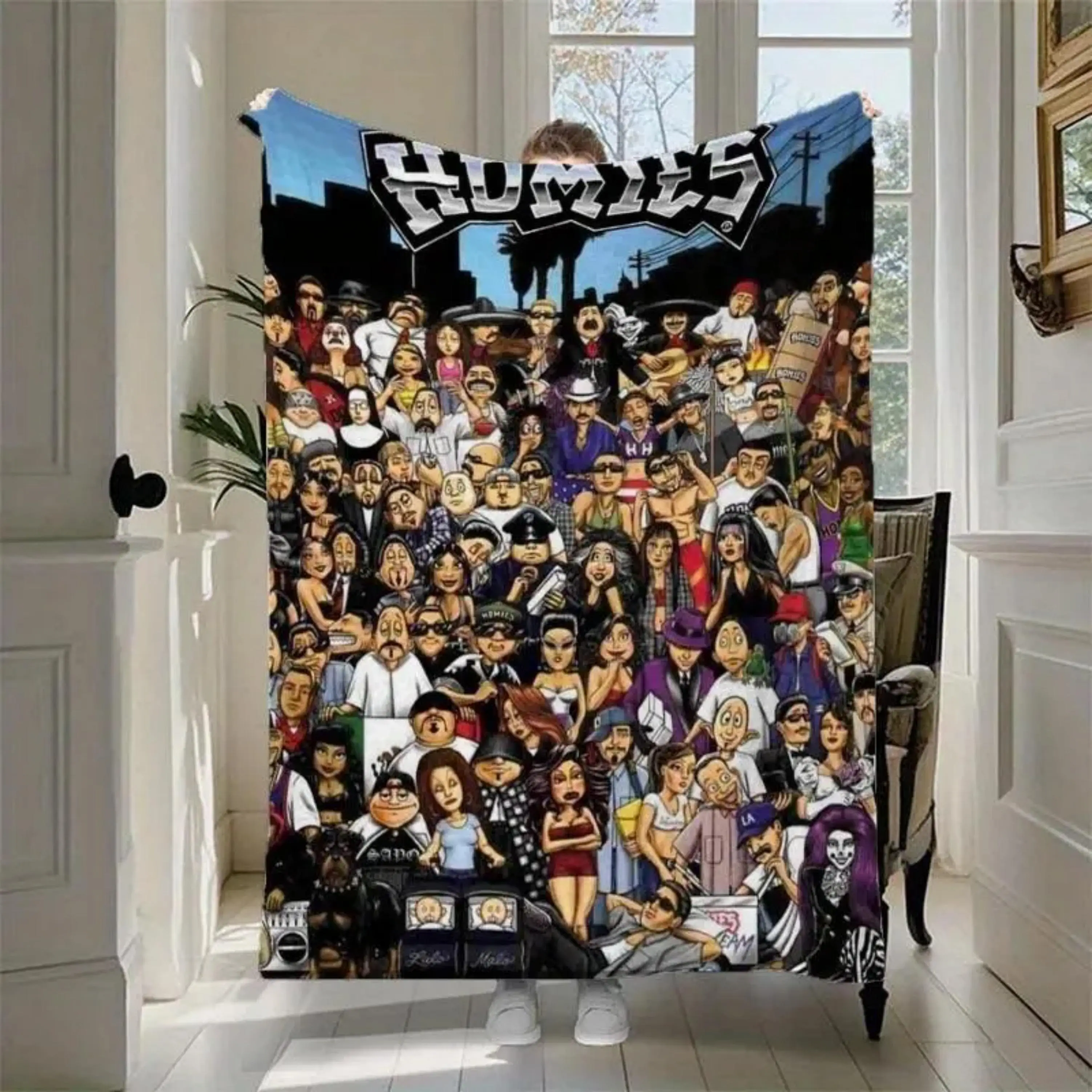 HOMIES Printed Flannel Blanket] Soft Blankets, Perfect for Home Bedroom Bed Sofa Picnic Travel and Office Use Ideal for Christmas and Holiday Gifts Cartoon Print Blanket Flannel Cozy Blanket