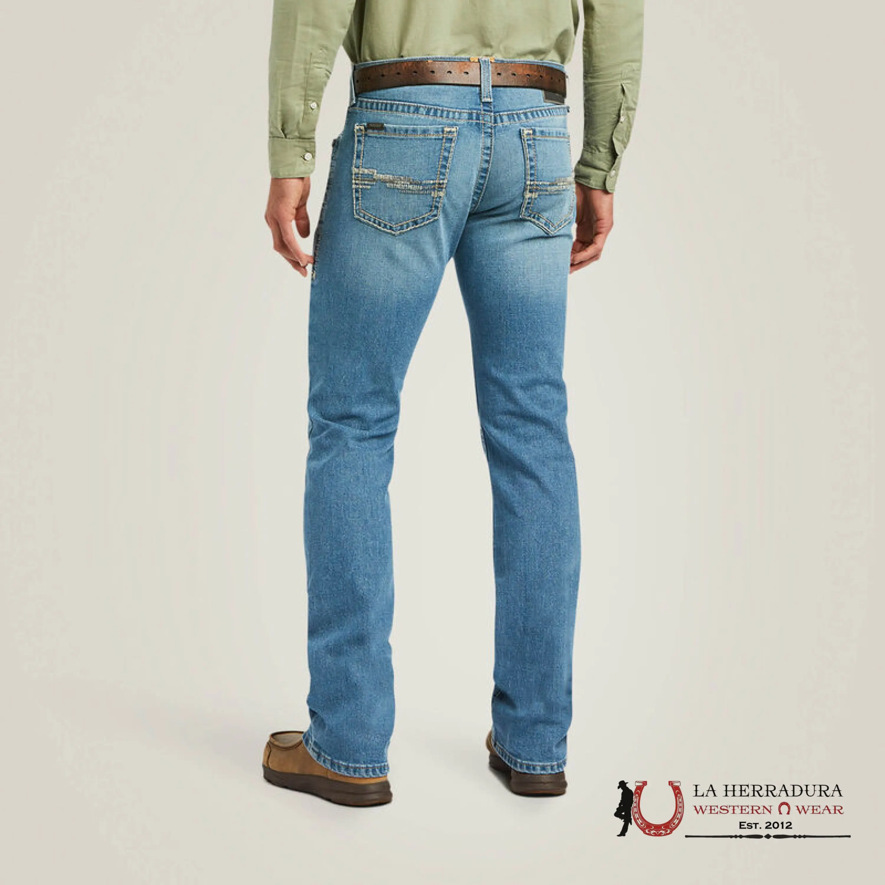 ARIAT Mens Hartwell M7 Slim Fit Straight Leg Jeans - Menswear, Light Blue Comfortable Denim Pocket Trouser, Style 10039614
