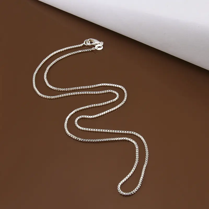 Women's Elegant 925 Sterling Silver Box Chain Necklace - 5 Adjustable Lengths (16-24 in), Super Bright, Antioxidant, Ideal for Daily Wear & Christmas Gifting