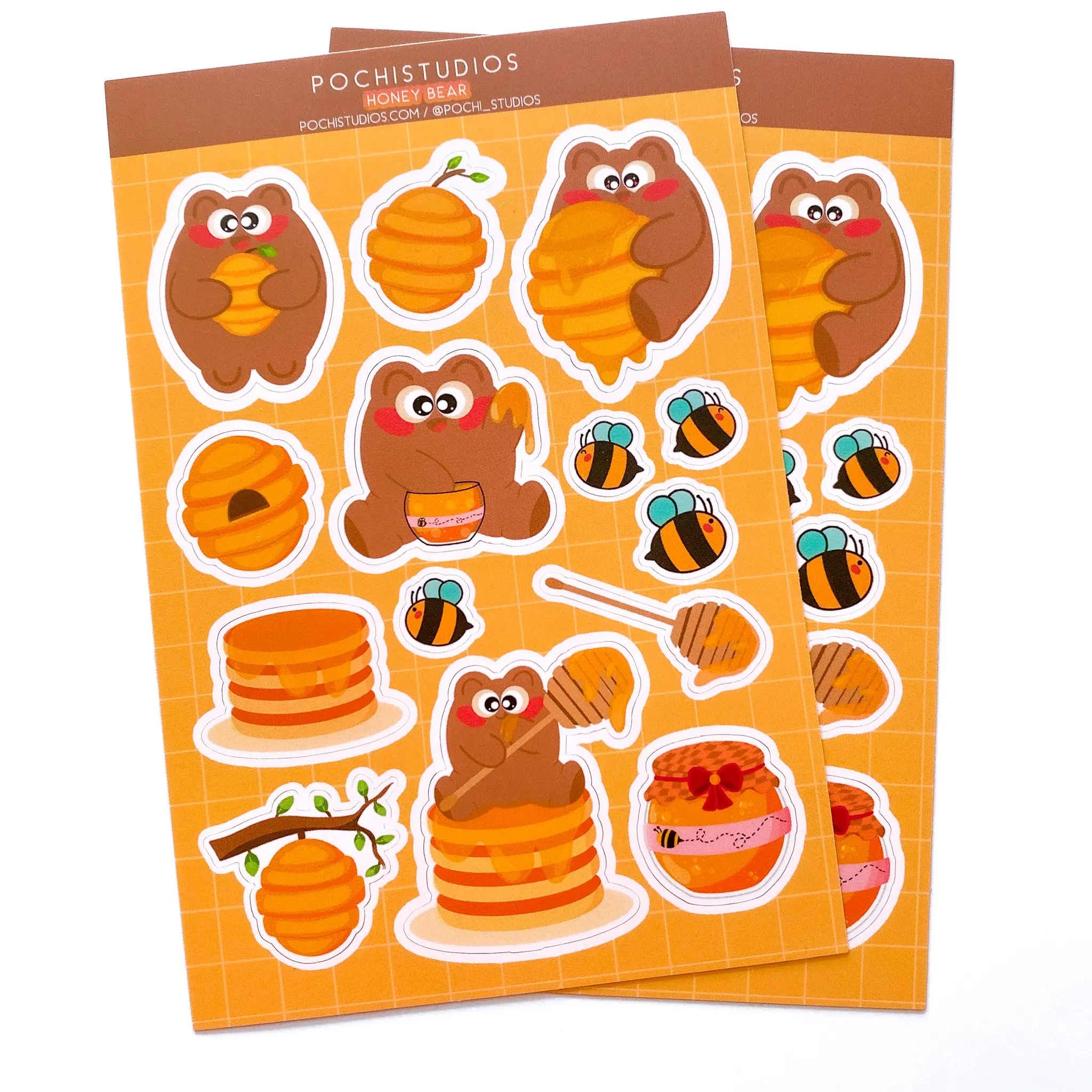 Honey Bear Pochi Matte Vinyl Decorative Sticker Sheet Waterproof Light