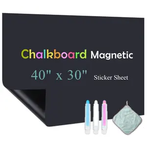 Chalk Board Contact Paper with Adhesive, 40" x 30" Magnetic Chalkboards for Wall, Wallpaper Sheets for Office for School and Kids, Includes Liquid Chalks Markers and Dishcloth and Magnet