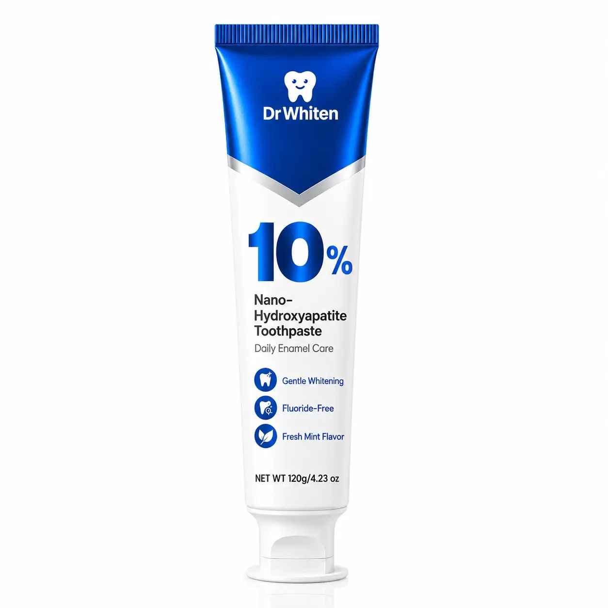 DrWhiten 10% nHAP Toothpaste | Hydroxyapatite Toothpaste | PAP Gentle Whitening & Enamel Repair | Fluoride-Free, SLS-Free, Vegan | Fresh Mint Flavor | Gentle Daily Oral Care