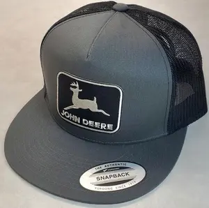 John Deere Black Patch Yupoong Trucker Hat/Charcoal/Black