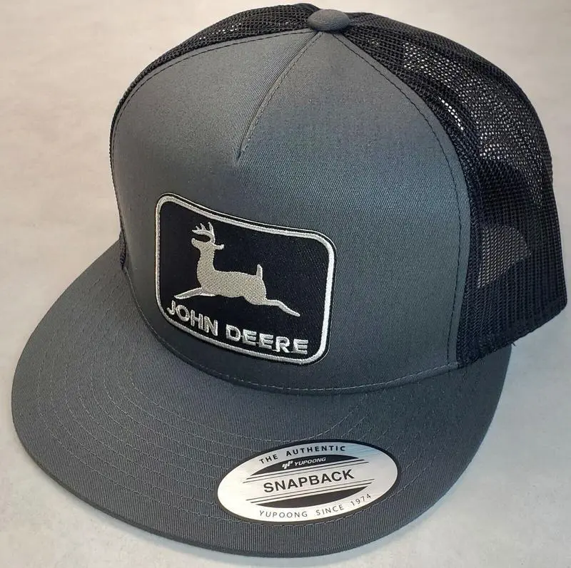 John Deere Black Patch Yupoong Trucker Hat/Charcoal/Black