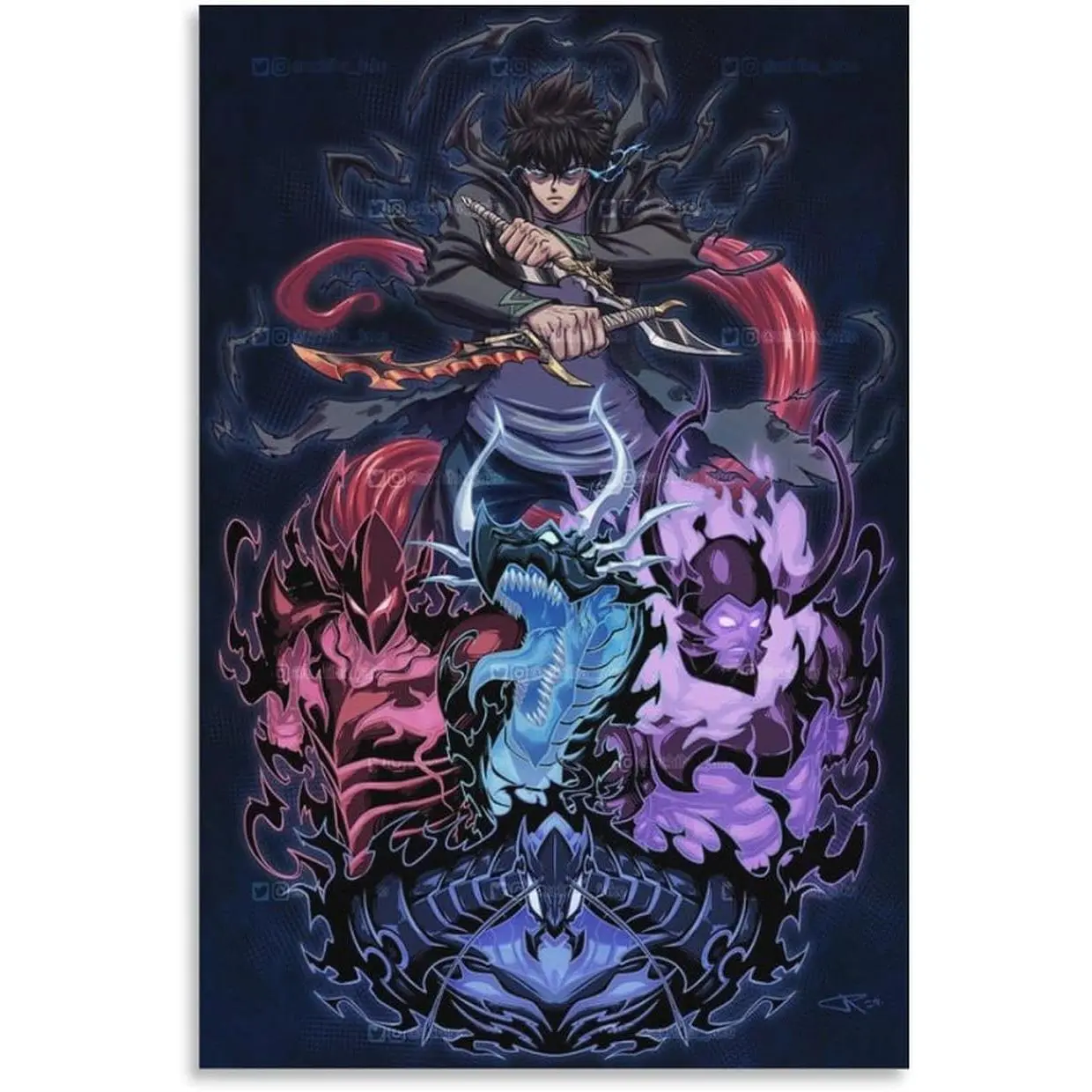 Solo Leveling Anime Canvas Poster (18) Artworks Picture Print Poster Wall Art Painting Canvas Decor Home Posters Decorative