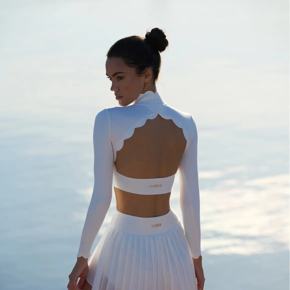Open Back Long Sleeve Crop Top with Removable Pads