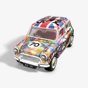 Hot Wheels Matchbox x Mr Brainwash 1964 Austin Mini Cooper S Diecast Model Car - 1:64 Scale Replica