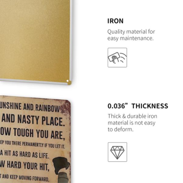 Rocky Balboa Motivational Metal Sign - Inspiring "How Hard You Can Get Hit" Vintage Tin Sign for Home Gym (12x8")