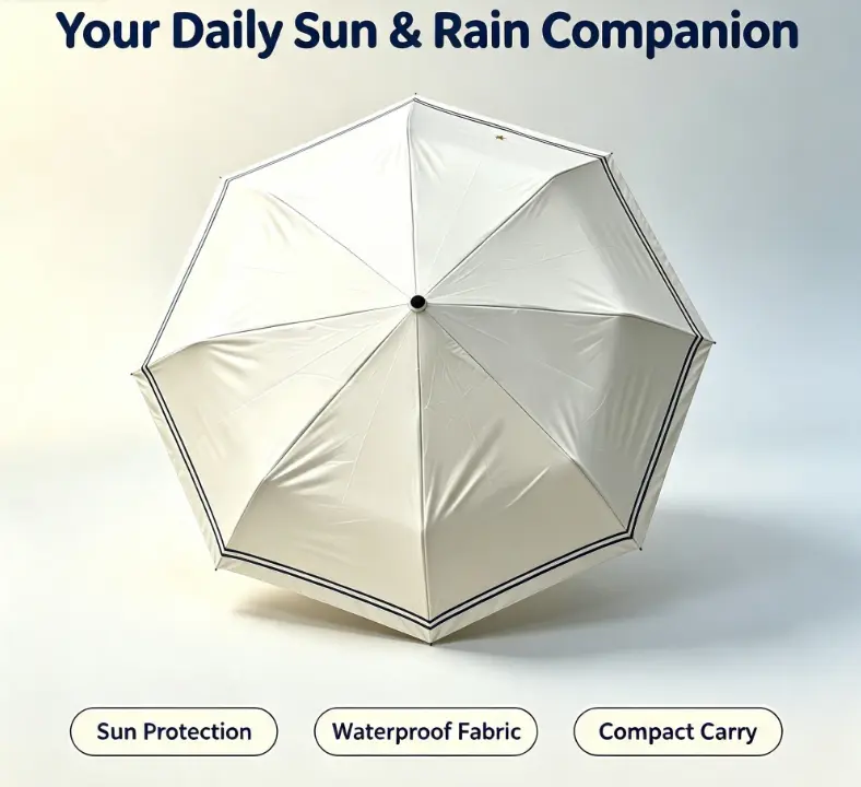Minimalist Screen Print 5-Fold Umbrella Lightweight Metal Water Proof Smooth