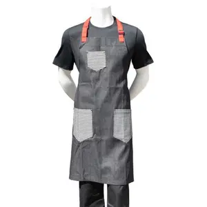 Chef Code | Denim 3-pocket Adjustable Neck Apron |  Men's Service Uniform Apron