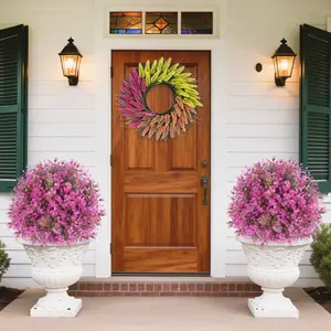 Spring and summer eucalyptus flower arrangements, plant garden decoration with realistic green plants, UV-resistant suitable for outdoor garden porch, home courtyard, New Year's door decoration for parties.