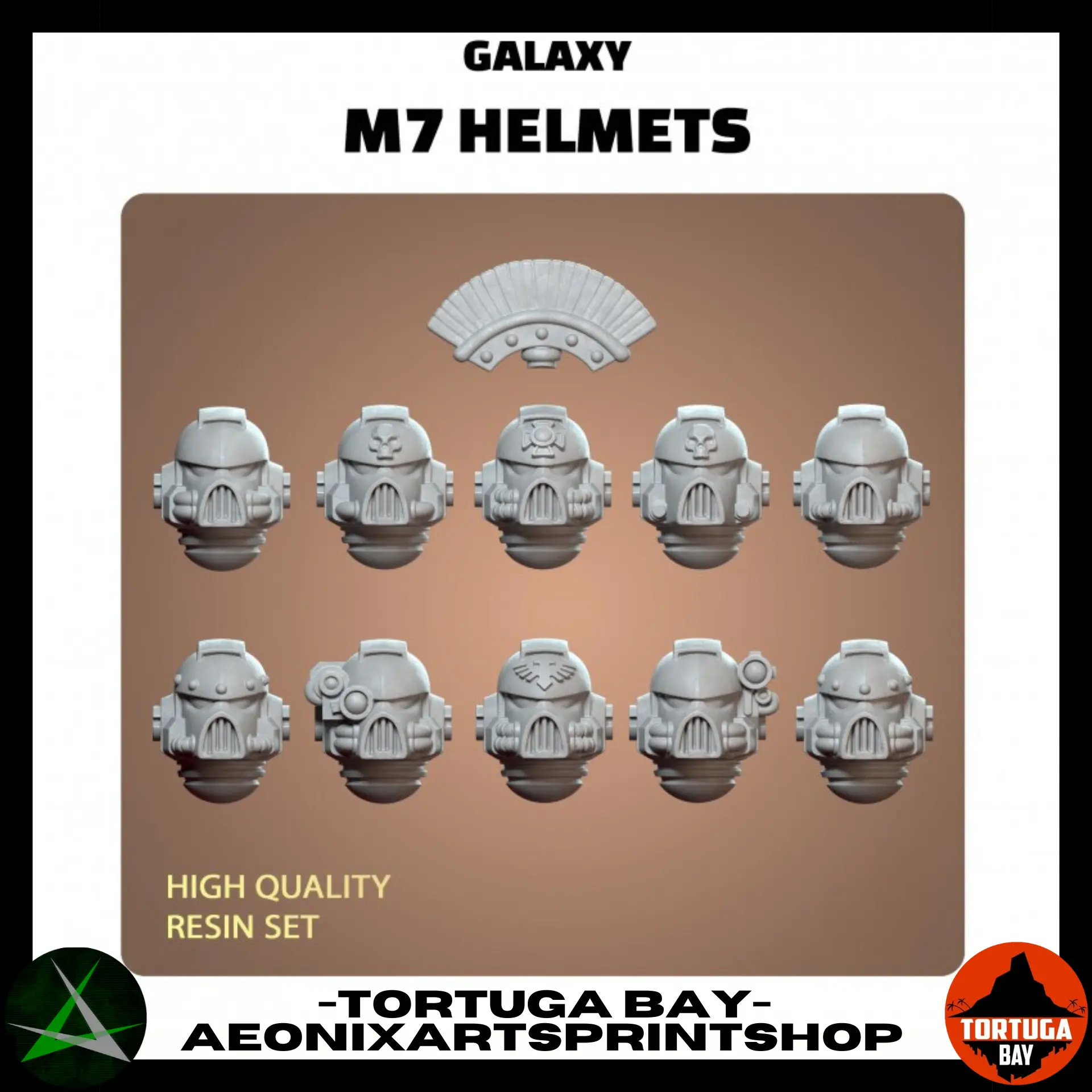 M7 Helmets | Galaxy Marines Bits (11) - MKVII Battle Brothers - Tortugabay - 3d Printed Mini Marines