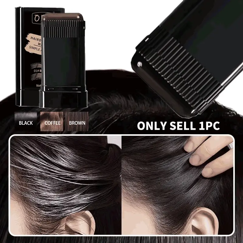 One-time Hair Dye Stick Hair Dyeing Hair Coloring Quick Cover White Hair & Hairline Gaps Natural Buildable Color Non-sticky Long-lasting Hair Touch-Up Stick