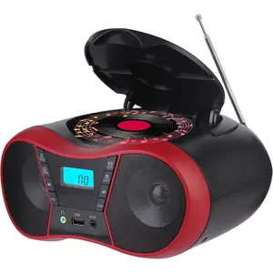 Boombox CD Player Portable, Portable CD Players for , Radio CD Player Stereo with AUX/USB/FM/, AC/, Sleep Timer, Boom Box with   for ,Seniors,, Red
