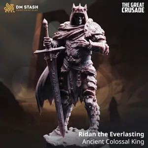 Ridan the Everlasting Ancient Colossal King 3D-Printed Resin Miniature, DM Stash Character Figure Collectible Home Decor Statue, 3D-Printed Resin Miniatures, Character Figure Miniatures