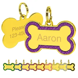 LIVEKEY Personalized Glitter Pink Circle-Bone Dog Tags with Engraved Name and Contact Information Detachable Pet ID Tags for Cats and Dogs Exclusive Customization Options dog parent gift