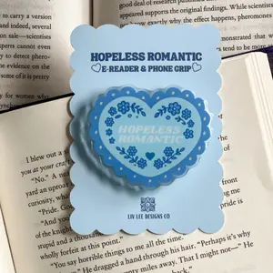 Hopeless Romantic Kindle Grip, Blue Heart Dust Plug Reader Magsafe, Magnetic Kindle Grip sticky phone mount PopGrip with Kickstand pop socket