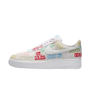 Nike Air Force 1 Low 'World Tour - White' Men's Sneakers with Embroidered City Names and Air Cushioning for All-Day Comfort