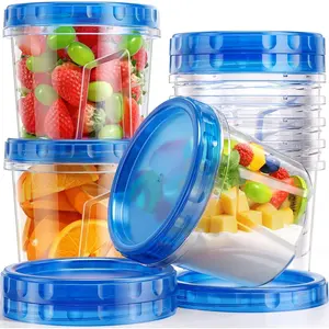 8 Pack 24 OZ Food Storage Containers, Plastic Soup Containers with Twist Top Lids, Reusable BPA-Free Container Set, Freezer, Microwave & Dishwasher Safe for Daily Use