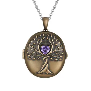 Tree of Life Personalized Photo Locket Necklace with 5 Photos & AI Moving Memory, Custom Digital Picture Necklace, Swipeable Memory Jewelry for Couples, Family & Pets, Anniversary Birthday Protection Gift for Women