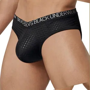 Sexy Mesh V-Waist Men's Briefs, Breathable Quick-Dry Sports Underwear, Low Rise U-Pouch Enhancing Design