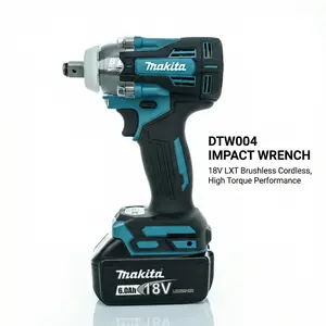 Makita DTW004 18V Cordless Impact Wrench Kit Includes Battery  For Industrial And Workshop Use power  torque brushless impact wrench powertools wood plastic durable tool rapid charger
