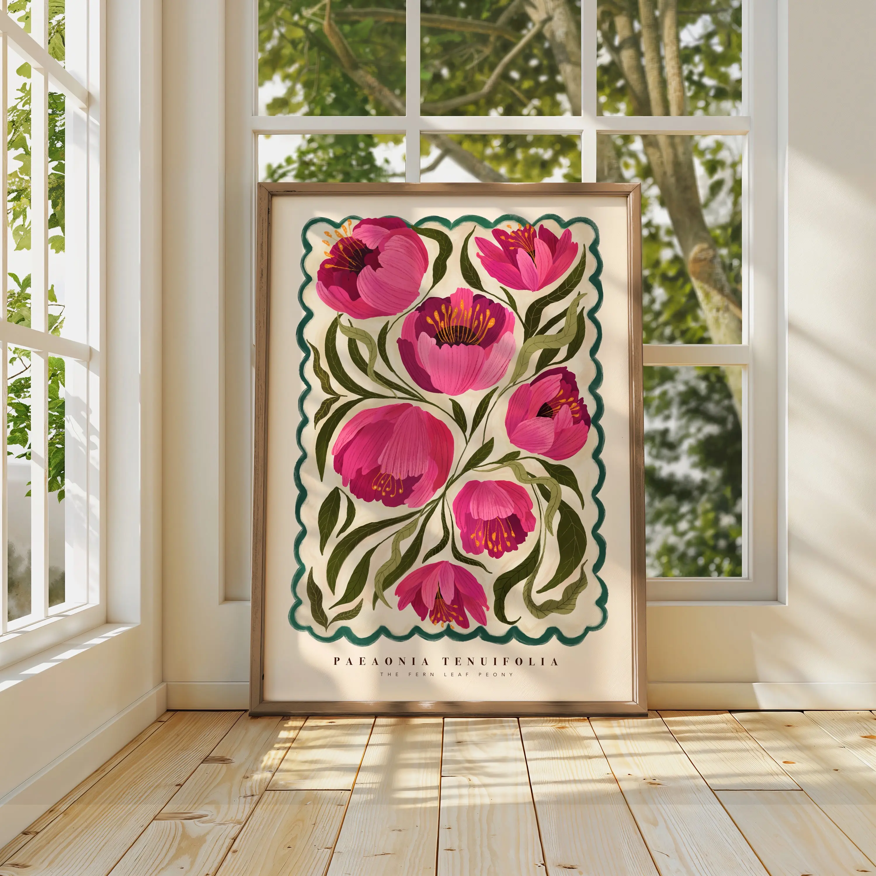 Summer Peony, Colourful Quirky Handrawn Art, Peonies, Colourful Art, Bright Colourful Art Print, Modern Art Print, Gallery Wall, Bathroom,