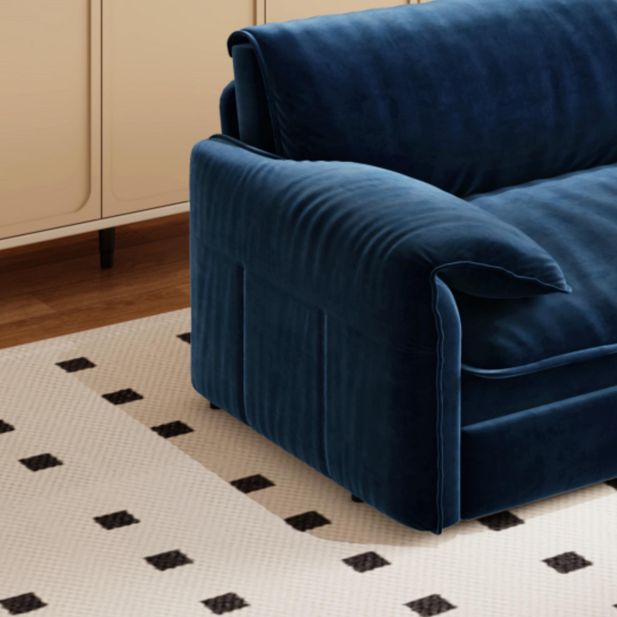 66" Queen Size Pull Out Sofa Bed, 3-in-1 Multi-Functional Velvet Sleeper Loveseat with Side Storage for Living Room Bedroom,Grey/Black/Blue