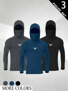 mens 3 pack bull print hooded compression shirts