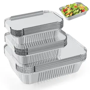 30 Pack Disposable Aluminum Pans With Lids, 10x7.5 And 7.3x5.3 Square 6.9x4.3 Square Combo Set, Disposable Baking and Cake Pan