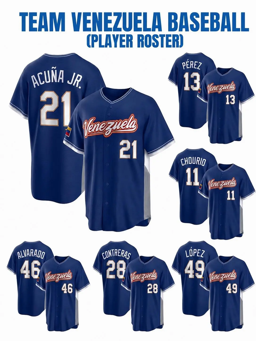 Custom Venezuela Baseball Jersey Any Name Number - Personalized Team Fan Shirt