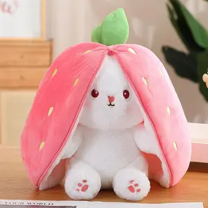 Rabbit Plush Stuffed Animal Strawberry Carrot Bunny Plushie Toy for Girls Easter Gift for Kids