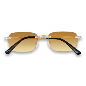 Baguette Stone Sunglasses – Brown Lens Rimless Design