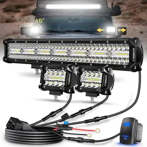 LEDMIRCY 20" LED Light Bar Combo with 4" Pods White Super Bright Waterproof Lights Universal Off-Road Kit for Truck ATV UTV Boat
