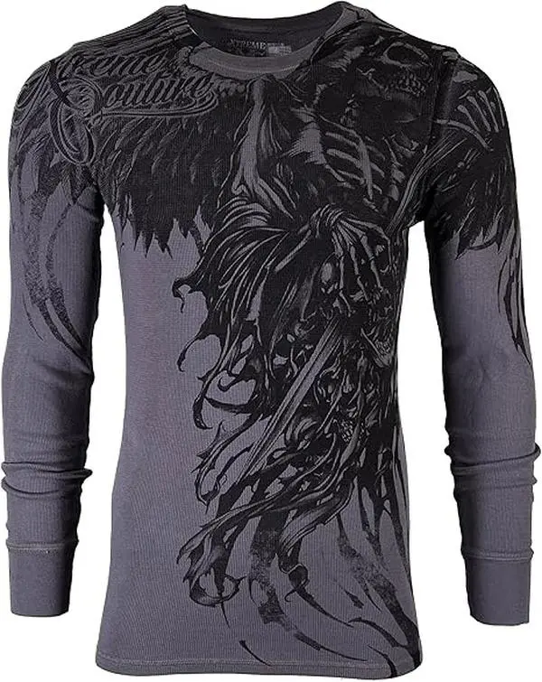 Xtreme Couture by Affliction Men's Thermal Shirt WLEDING Death - DARKER SIDE Biker MMA S-2X