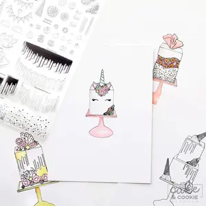 Birthday Celebration Set for Cake Sketching - Illustrated Cake Elements and Toppers Rubber Stamps for Cake Drawing Templates for cake decorating biz clients - Also work great for Crafters, card-making, stationary, scrapbooking and other hand-made crafts