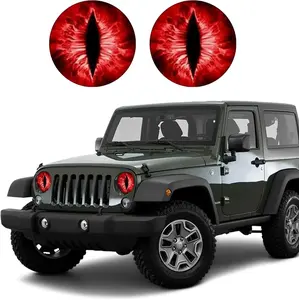 2PCS Beast Eyes Headlight Decals, 3D Stereo Eyes Headlight Decal Stickers, Car Body Window Bumper Decoration , Car Accessories Round Headlight Decal for Jeep Wrangler