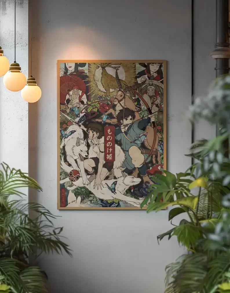 Princess Mononoke Poster Studio Ghibli Fantasy Wall Art Anime Adventure Print Japanese Forest Spirit Decor Collector Room Artwork Unframed sohochic