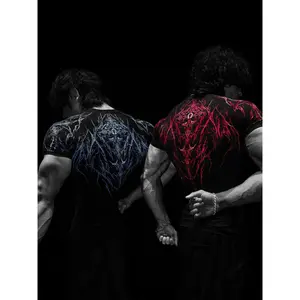 Personalized~Breathedivinity American Style Trendy Men's T-Shirt Sports Fitness Quick-Dry Breathable Stretch Compression Short Sleeve