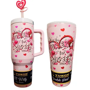 Buc-ee's 202 "I'm a Sucker for Buc-ee's"  Two Sizes 32oz Double Pint or 40oz Tumbler with Pink Straw, Portable, Dual-Wall Vacuum Insulation, Durable Design for Everyday Use - Bottle, Cup tumblers drinkware Flasks Mug
