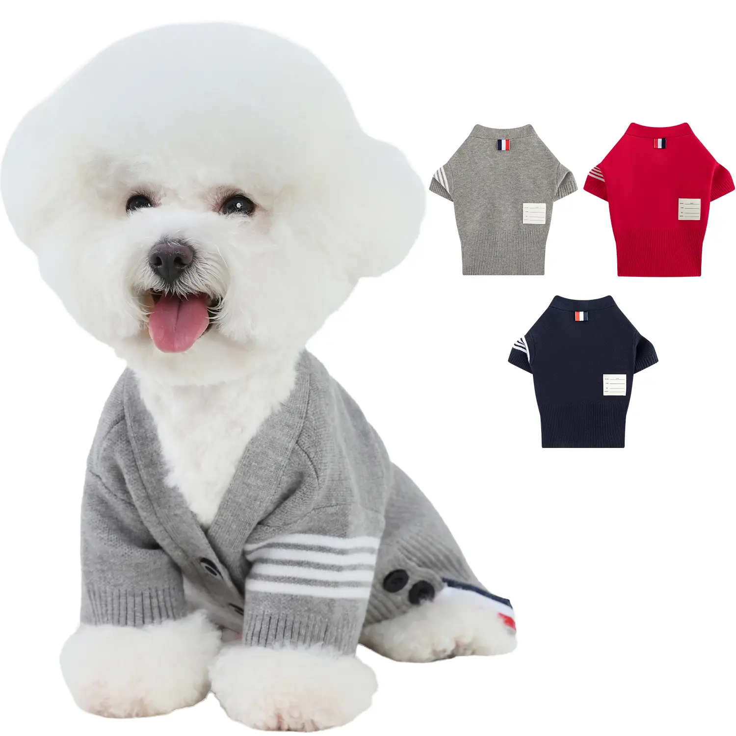 PINA Dog Sweater, Dog Cardigan Sweater, Knitted Dog Sweater Classic Warm Windproof, Puppy Sweater Winter Clothes for Small Medium Large Dogs