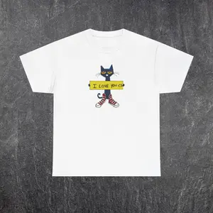 Pete The Cat 'I Love You' Graphic Tee for Women - Cotton Casual T-Shirt