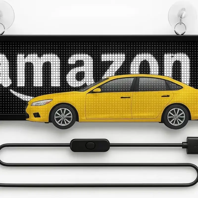 LED Car Sign for Delivery Drivers - Bright White Light, USB Powered, On/Off Switch, Windshield Mount