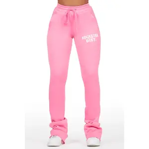 Juliana Bubblegum Pink Super Stacked Track Pant