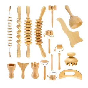 16Pcs Wood Therapy Massage Tools Set, Maderoterapia Kit for Body Sculpting, Lymphatic Drainage & Deep Tissue Massage, Wooden Fascia Roller for Face & Full-Body Muscle Pain Relief