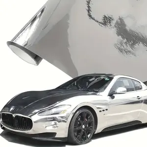 Car Wrap Film, Vinyl Car Sticker, Super Bright Silver Color Chrome Car Decal, Waterproof Sunscreen Durable, Self-Adhesive Scratch Cover, for Cars Motorcycles