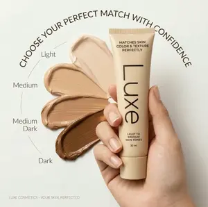 Color Changing Foundation for Women -Instantly Adapts to Your Skin Tone -Buildable Light-to-Medium, Medium Dark-to-Dark, Coverage - 12-Hour Wear - NaturalDewy Finish