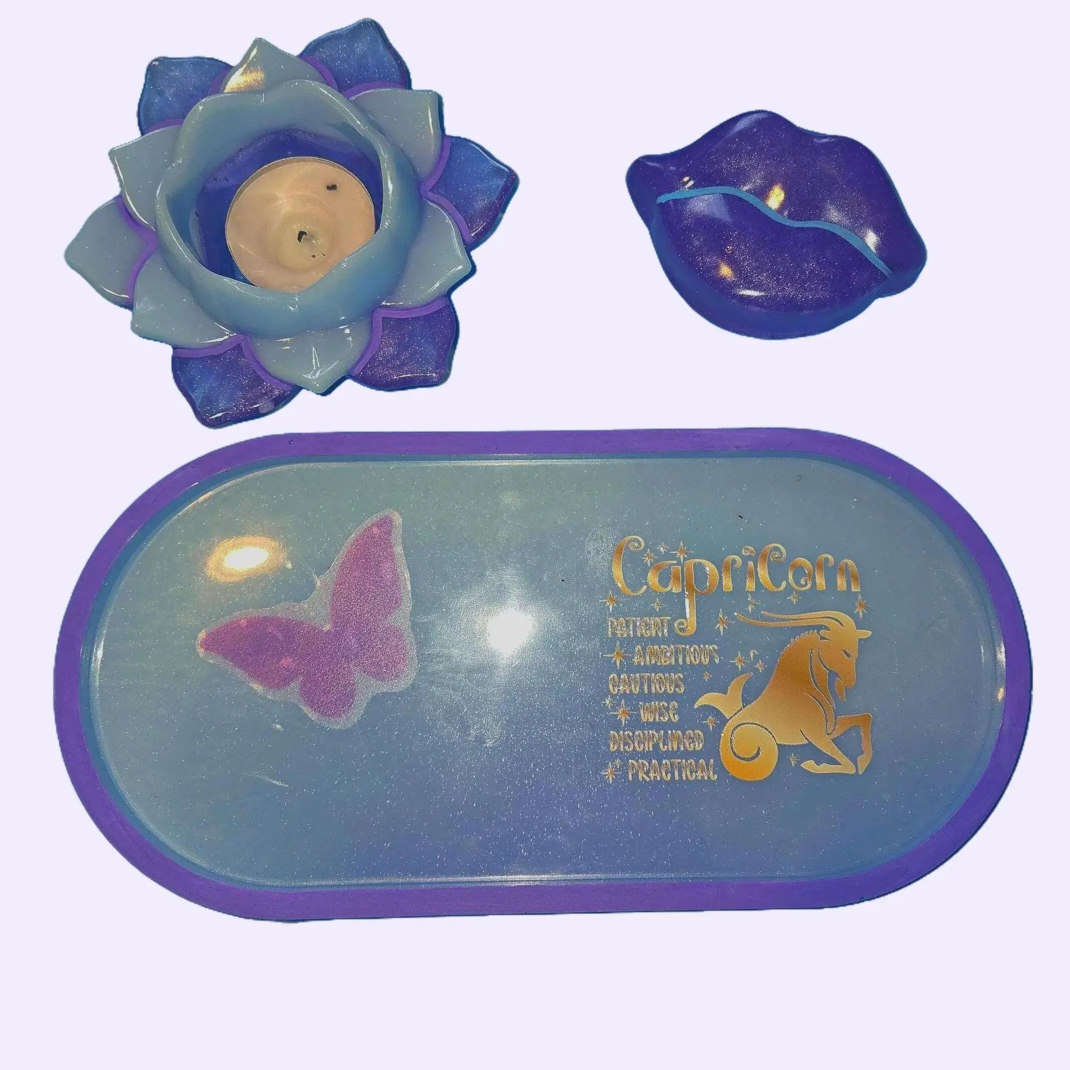 Capricorn Zodiac Soap Dish & Candle Holder Durable Dual Function Decorative Accessory for Home Use